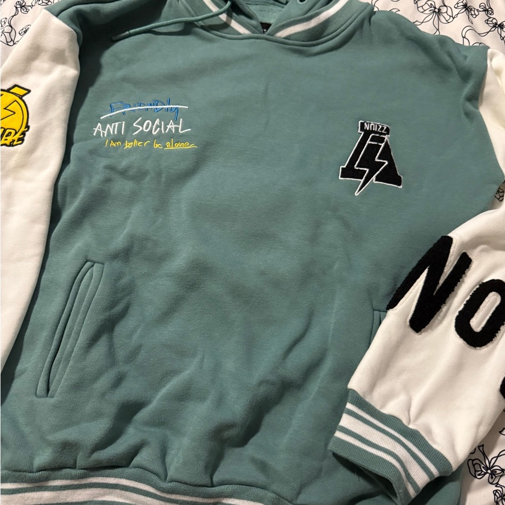 Green and White hoodie, boys 13/14
